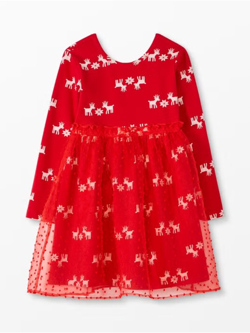 Hanna Andersson Red Reindeer Tulle Holiday Dress